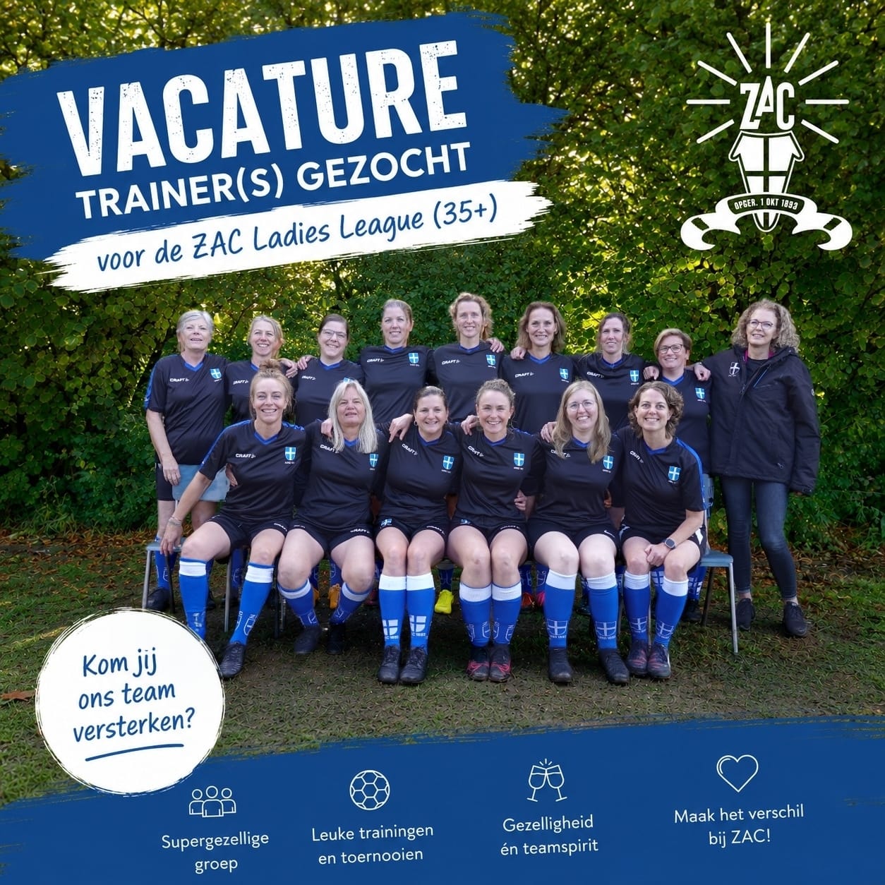 Trainer(s) gezocht voor de ZAC Ladies League